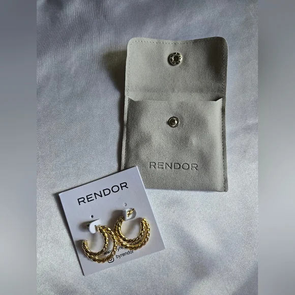 Rendor Victoria Yellow Gold Double Hoop Earrings - Picture 2 of 3